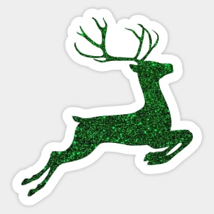 Dark Green Faux Glitter Reindeer Sticker